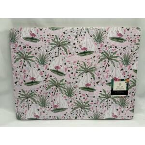 Palm Studio Set Of 4 Cork Placemats Palm Trees Flamingo Sailboats Pink Green NIP